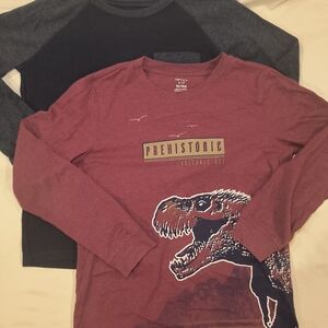 Carter's Dinosaur Long Sleeve T - Maroon And Oshkosh Blue Long Sleeve T
